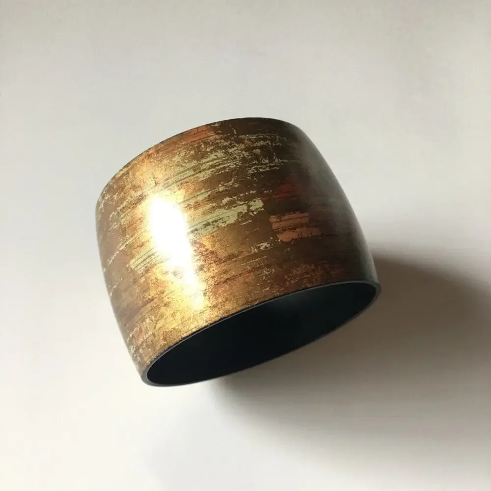 Gorgeous faux weathered copper design wide plastic bangle bracelet